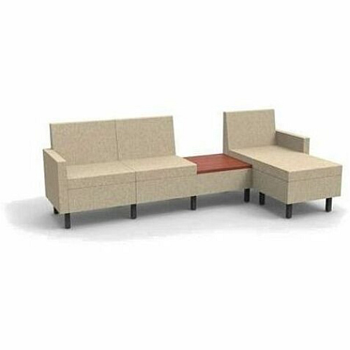 Safco Movvi Modular Single-Seat Chair with Right Arm 33.8" Height x 27" Width x 24" Depth - Finish: Dorset Taupe - Long Lasting, Durable, Upholstered, Armrest, Upholstered Arm, Modular - For Lounge (MISSARDT08)