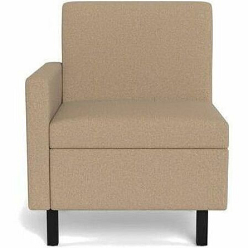 Safco Movvi Modular Single-Seat Chair with Right Arm 33.8" Height x 27" Width x 24" Depth - Finish: Dorset Taupe - Long Lasting, Durable, Upholstered, Armrest, Upholstered Arm, Modular - For Lounge (MISSARDT08)