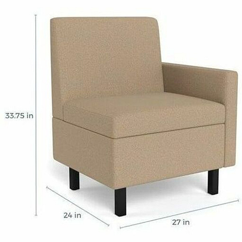 Safco Movvi Modular Single-Seat Chair with Left Arm 33.8" Height x 27" Width x 24" Depth - Finish: Dorset Taupe - Long Lasting, Durable, Upholstered, Armrest, Upholstered Arm, Modular - For Lounge (MISSALDT08)