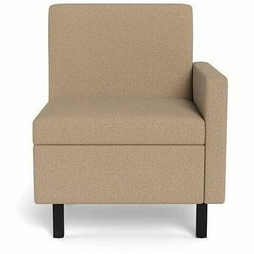 Safco Movvi Modular Single-Seat Chair with Left Arm 33.8" Height x 27" Width x 24" Depth - Finish: Dorset Taupe - Long Lasting, Durable, Upholstered, Armrest, Upholstered Arm, Modular - For Lounge (MISSALDT08)