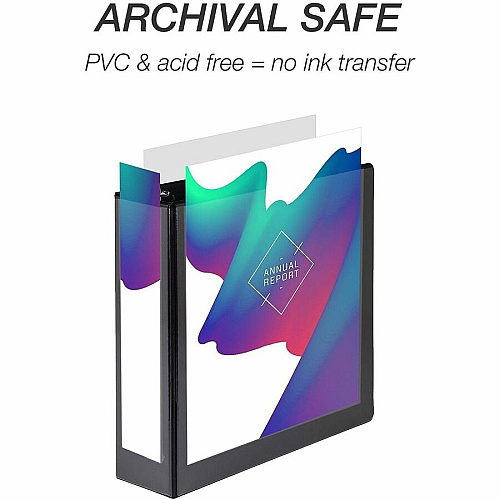 Samsill Light-Duty 3-Ring Binders 3" Binder Capacity - Letter - 8 1/2" x 11" Sheet Size - 550 Sheet Capacity - 3 Ring - Fastener: Round Ring - Pocket: 2, Internal - Fiberboard - Black - Recycled - Clear Overlay, Pocket, Lay Flat, PVC-free, Clea (MP128580)