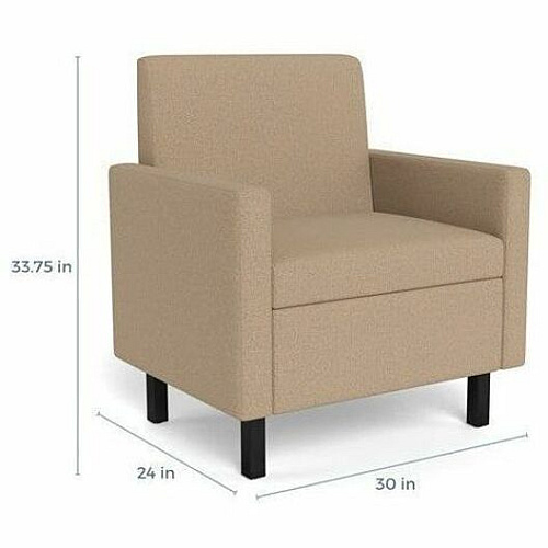 Safco Movvi Modular Single-Seat Chair with Both Arms 33.8" Height x 30" Width x 24" Depth - Finish: Dorset Taupe - Long Lasting, Durable, Upholstered, Armrest, Upholstered Arm, Modular - For Lounge (MISSABDT08)