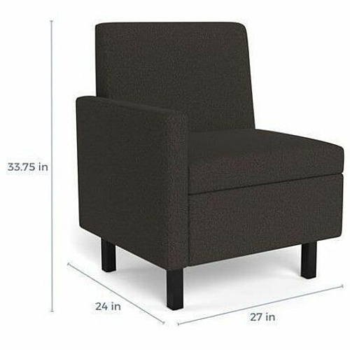 Safco Movvi Modular Single-Seat Chair with Right Arm 33.8" Height x 27" Width x 24" Depth - Finish: Dorset Slate - Long Lasting, Durable, Upholstered, Armrest, Upholstered Arm, Modular - For Lounge (MISSARDT16)