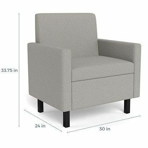 Safco Movvi Modular Single-Seat Chair with Both Arms 33.8" Height x 30" Width x 24" Depth - Finish: Dorset Platinum - Long Lasting, Durable, Upholstered, Armrest, Upholstered Arm, Modular - For Lounge (MISSABDT15)