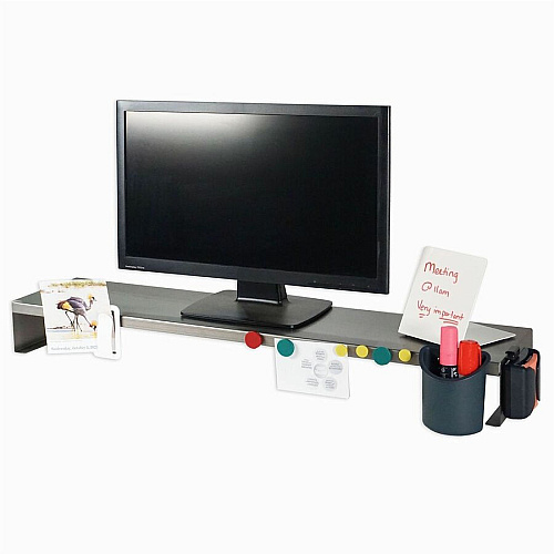 Victor MagnaTrack All-Steel Monitor Riser Computer Monitor Display Type Supported - 4" Height x 8" Width - Desktop - Steel, Solid Steel - Urban Steel - For Monitor, Office, Studio, Home - Ergonomic, Comfortable, Non-slip Base, Sturdy, Robust, Dur (MT210S)