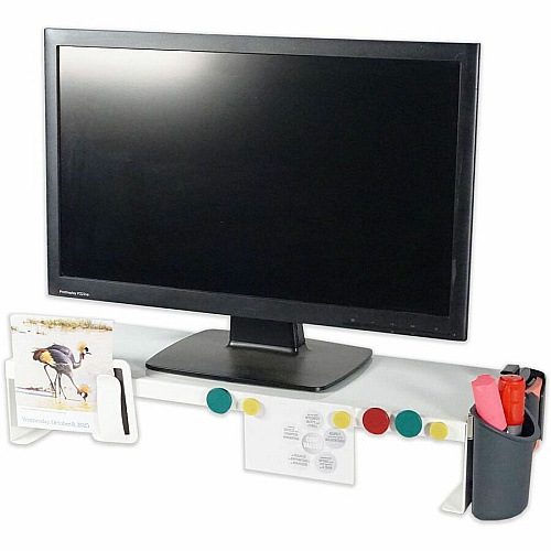Victor MagnaTrack All-Steel Monitor Riser Computer Monitor Display Type Supported - 4" Height x 8" Width - Desktop - Steel, Solid Steel - Arctic White - For Monitor, Office, Studio, Home - Ergonomic, Comfortable, Non-slip Base, Sturdy, Robust, Du (MT200W)