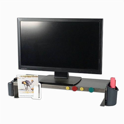 Victor MagnaTrack All-Steel Monitor Riser Computer Monitor Display Type Supported - 4" Height x 8" Width - Desktop - Steel, Solid Steel - Urban Steel - For Monitor, Office, Studio, Home - Ergonomic, Comfortable, Non-slip Base, Sturdy, Robust, Dur (MT200S)