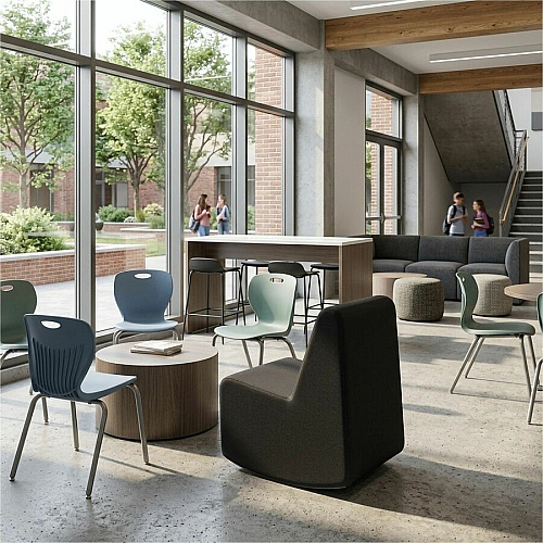 Learniture Shapes Series II 4-Tier Soft Seating Foam, Vinyl Seat Material - Engineered Wood Frame Material - Black Smooth Grain (LNTSSRBK)