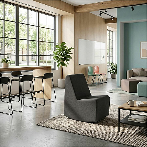 Learniture Shapes Series II 4-Tier Soft Seating Foam, Vinyl Seat Material - Engineered Wood Frame Material - Black Smooth Grain (LNTSSRBK)