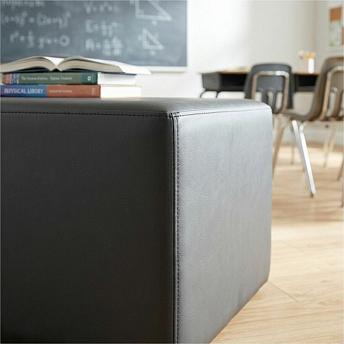 Learniture Shapes Series II Rectangle Soft Seating Vinyl Seat Material - Engineered Wood Frame Material - Black Smooth Grain - Foam (LNT1011BKA)
