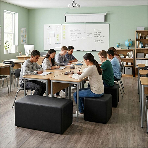 Learniture Shapes Series II Rectangle Soft Seating Vinyl Seat Material - Engineered Wood Frame Material - Black Smooth Grain - Foam (LNT1011BKA)