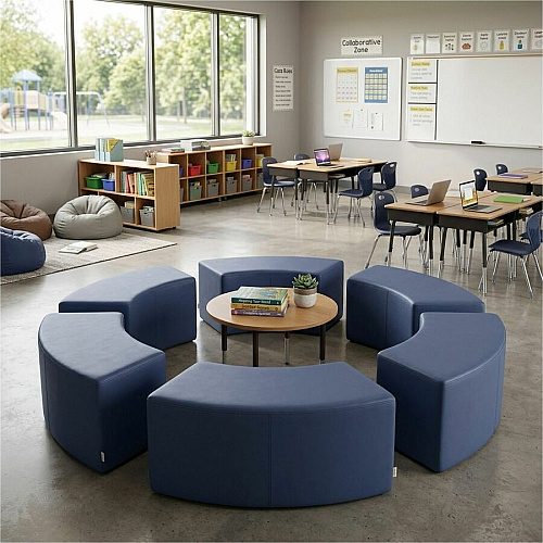 Learniture Shapes Series II S-Curve Soft Seating Vinyl Seat Material - Engineered Wood Frame Material - Navy - Foam (LNT1013266A)
