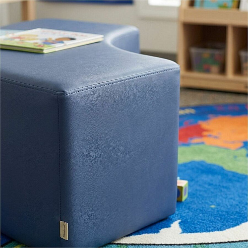 Learniture Shapes Series II S-Curve Soft Seating Vinyl Seat Material - Engineered Wood Frame Material - Navy - Foam (LNT1013266A)