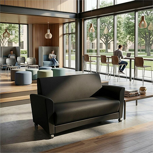Learniture Shapes Series II Common Area Sofa 48.50" Seat Width - Wood Frame - 60" x 29" x 26" Overall Dimension - Foam Seat (LNT1700BK)