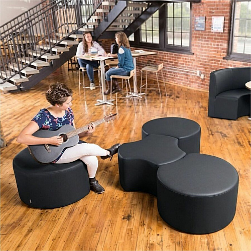 Learniture Shapes Series II Crescent Soft Seating Vinyl Seat Material - Engineered Wood Frame Material - Black Smooth Grain - Foam (LNT1014BKA)