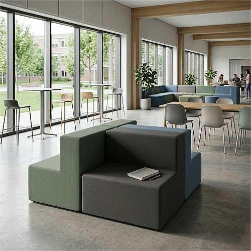 Learniture Shapes Series II 2-Tier Soft Seating Foam, Vinyl Seat Material - Engineered Wood Frame Material - Black Smooth Grain - Rubber (LNTSS2BK)