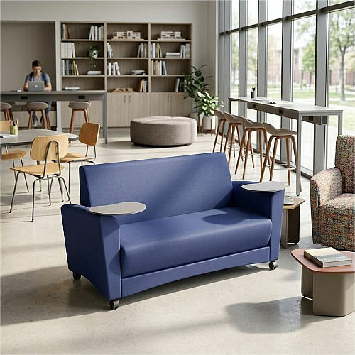 Learniture Common Area Sofa with Tablet Arms 48.50" Seat Width - Wood Frame - 63.3" x 29" x 33.3" Overall Dimension - Polyurethane, Foam Seat (LNT1701266CS)
