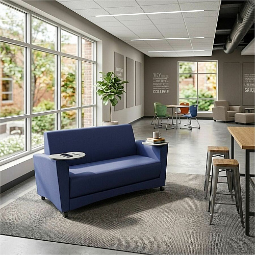 Learniture Common Area Sofa with Tablet Arms 48.50" Seat Width - Wood Frame - 63.3" x 29" x 33.3" Overall Dimension - Polyurethane, Foam Seat (LNT1701266CS)