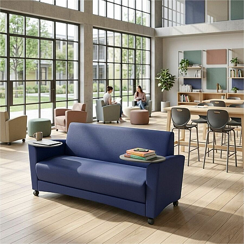 Learniture Common Area Sofa with Tablet Arms 48.50" Seat Width - Wood Frame - 63.3" x 29" x 33.3" Overall Dimension - Polyurethane, Foam Seat (LNT1701266CS)