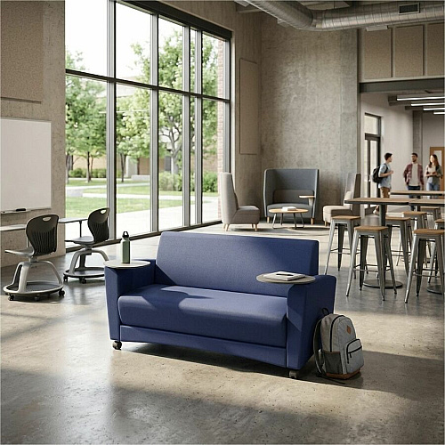 Learniture Common Area Sofa with Tablet Arms 48.50" Seat Width - Wood Frame - 63.3" x 29" x 33.3" Overall Dimension - Polyurethane, Foam Seat (LNT1701266CS)