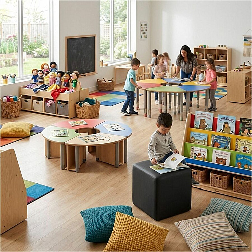 Learniture Shapes Series II Modular Cube Soft Seating Vinyl Seat Material - Engineered Wood Frame Material - Black - Foam (LNT1001BK)