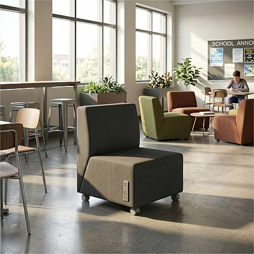 Learniture Shapes Series II Chair w/Charging Ports Engineered Wood Frame Material - Black Smooth Grain - Foam, Vinyl (LNT1022BKA)
