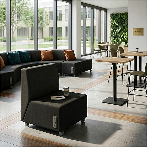 Learniture Shapes Series II Chair w/Charging Ports Engineered Wood Frame Material - Black Smooth Grain - Foam, Vinyl (LNT1022BKA)