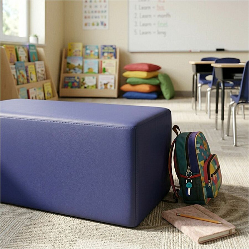 Learniture Shapes Series II Rectangle Soft Seating Vinyl Seat Material - Engineered Wood Frame Material - Navy - Foam (LNT1011266A)