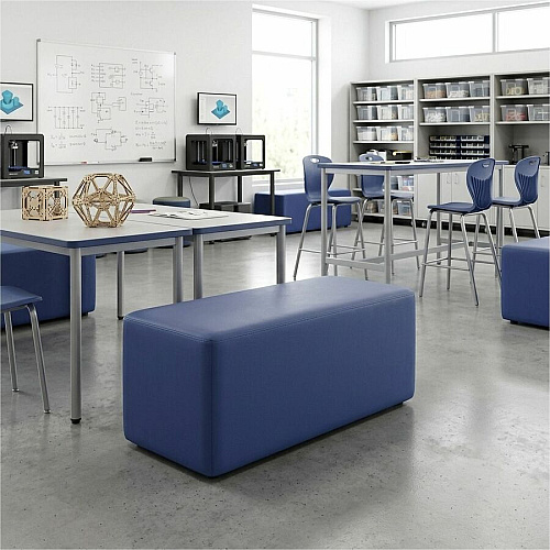 Learniture Shapes Series II Rectangle Soft Seating Vinyl Seat Material - Engineered Wood Frame Material - Navy - Foam (LNT1011266A)