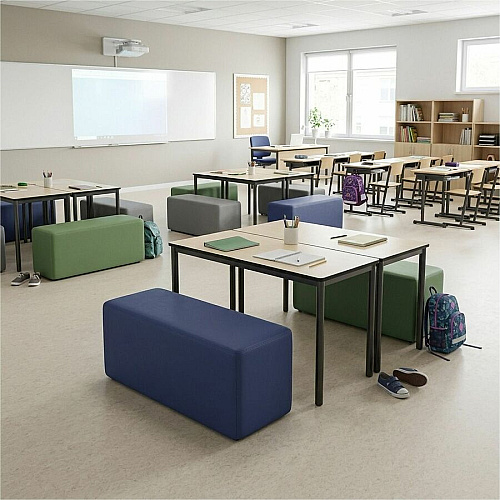Learniture Shapes Series II Rectangle Soft Seating Vinyl Seat Material - Engineered Wood Frame Material - Navy - Foam (LNT1011266A)