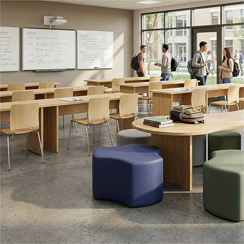 Learniture Shapes Series II Cog Modular Soft Seating Vinyl Seat Material - Engineered Wood Frame Material - Navy - Foam (LNT1015266A)