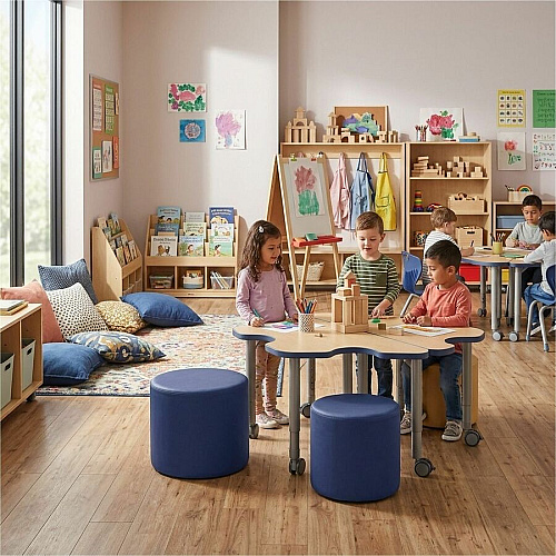 Learniture Shapes Series II Modular Soft Seating Vinyl Seat Material - Engineered Wood Frame Material - Navy - Foam (LNT1000266A)