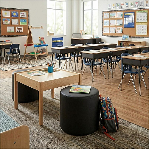 Learniture Shapes Series II Modular Soft Seating Vinyl Seat Material - Engineered Wood Frame Material - Black Smooth Grain - Foam (LNT1000BKA)