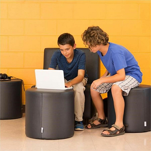 Learniture Shapes Series II Modular Soft Seating Vinyl Seat Material - Engineered Wood Frame Material - Black Smooth Grain - Foam (LNT1000BKA)