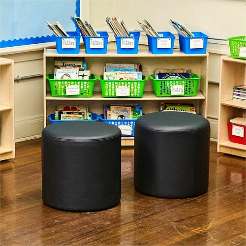 Learniture Shapes Series II Modular Soft Seating Vinyl Seat Material - Engineered Wood Frame Material - Black Smooth Grain - Foam (LNT1000BKA)