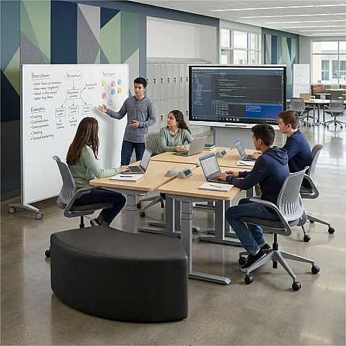 Learniture Shapes Series II 1/4 Round Soft Seating Vinyl Seat Material - Engineered Wood Frame Material - Black Smooth Grain - Foam (LNT1012BKA)