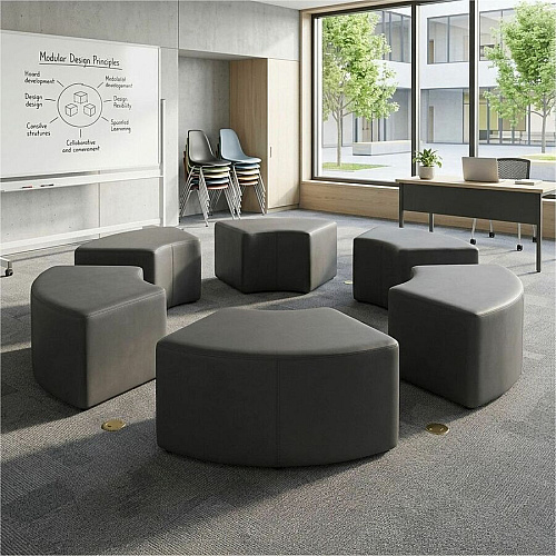 Learniture Shapes Series II 1/4 Round Soft Seating Vinyl Seat Material - Engineered Wood Frame Material - Black Smooth Grain - Foam (LNT1012BKA)
