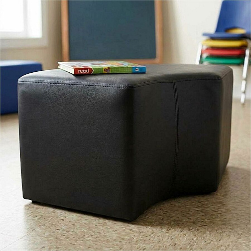 Learniture Shapes Series II 1/4 Round Soft Seating Vinyl Seat Material - Engineered Wood Frame Material - Black Smooth Grain - Foam (LNT1012BKA)