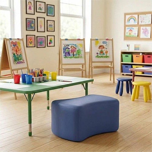 Learniture Shapes Series II Bowtie Modular Soft Seating Vinyl Seat Material - Engineered Wood Frame Material - Navy - Foam (LNT1016266A)