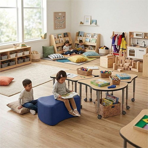 Learniture Shapes Series II Bowtie Modular Soft Seating Vinyl Seat Material - Engineered Wood Frame Material - Navy - Foam (LNT1016266A)