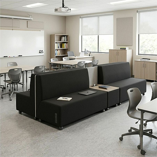 Learniture Shapes Series II Soft Seating Sofa w/Charging Ports Wood Frame - 51.5" x 28.5" x 32" Overall Dimension - Vinyl, Polyurethane, Foam Seat (LNT1023BKA)