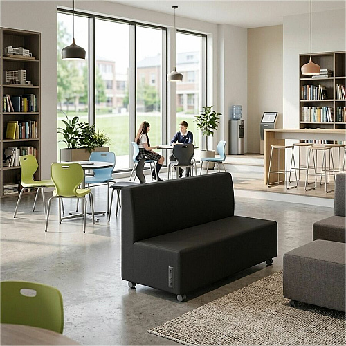 Learniture Shapes Series II Soft Seating Sofa w/Charging Ports Wood Frame - 51.5" x 28.5" x 32" Overall Dimension - Vinyl, Polyurethane, Foam Seat (LNT1023BKA)