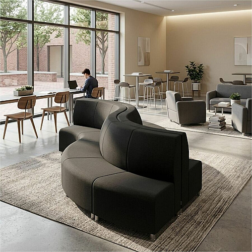 Learniture Shapes Series II Banquette Soft Seating Foam Seat Material - Wood Frame Material - Four-legged Base - Black Smooth Grain - Polyurethane, Vinyl (LNT3005BK)