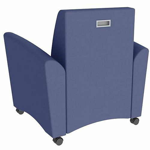 Learniture Shapes Series II Common Area Chair w/Tablet Arm Foam, Vinyl, Polyurethane Seat Material - Wood Frame Material - Navy Smooth Grain - Armrest (LNT1601266CS)