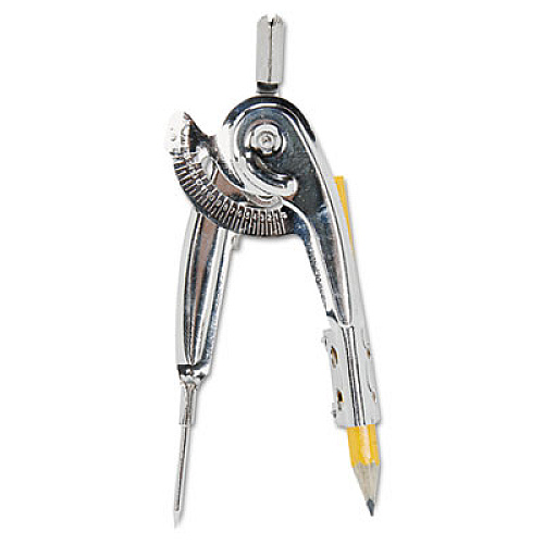 Charles Leonard Ball Bearing Compass with Traditional Pointed Tip, 12" Maximum Diameter, Metal, Dozen Metal - Chrome - 1 Dozen (77360)