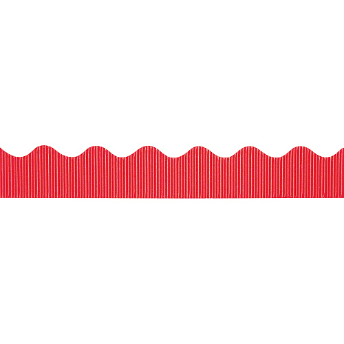 Bordette Decorative Border Rectangle with Scalloped Trim Shape - Pin-up - Flame - Fadeless - 4" Height x 2.25" Width x 600" Length - Dark Red - Paper - 1 Roll (37034)