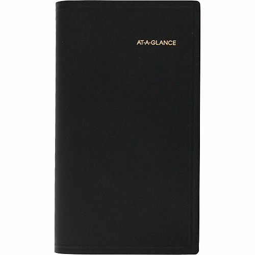 At-A-Glance Monthly Planner, Black, Pocket, 3 1/2" x 6" Monthly - 13 Month - January 2026 to January 2027 - 1 Month Double Page Layout - 3 1/2" x 6 1/8" Sheet Size - Black - Simulated Leather, Faux Leather - Pocket, Phone Directory, Unruled Dail (7006405)