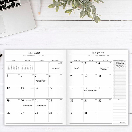 At-A-Glance Executive Padfolio Refill for 70-290 Large - Julian Dates - Monthly - 13 Month - January 2026 to January 2027 - 1 Month Double Page Layout - 9" x 11" Sheet Size - White Sheet - Stapled - White - Paper - Bleed Resistant - 1 Each (7090910)