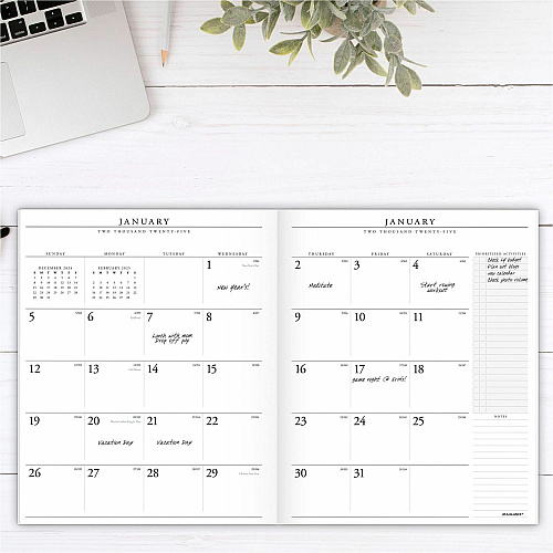At-A-Glance Executive Padfolio Refill for 70-290 Large - Julian Dates - Monthly - 13 Month - January 2026 to January 2027 - 1 Month Double Page Layout - 9" x 11" Sheet Size - White Sheet - Stapled - White - Paper - Bleed Resistant - 1 Each (7090910)