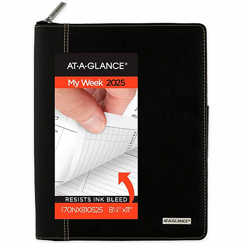 At-A-Glance Executive Appointment Book with Zipper Large - Julian Dates - Weekly, Monthly - 12 Month - January 2026 to December 2026 - 8:00 AM to 5:45 PM - Quarter-hourly - 1 Week, 1 Month Double Page Layout - 8 1/4" x 11" Sheet Size - White Sh (70NX8105)